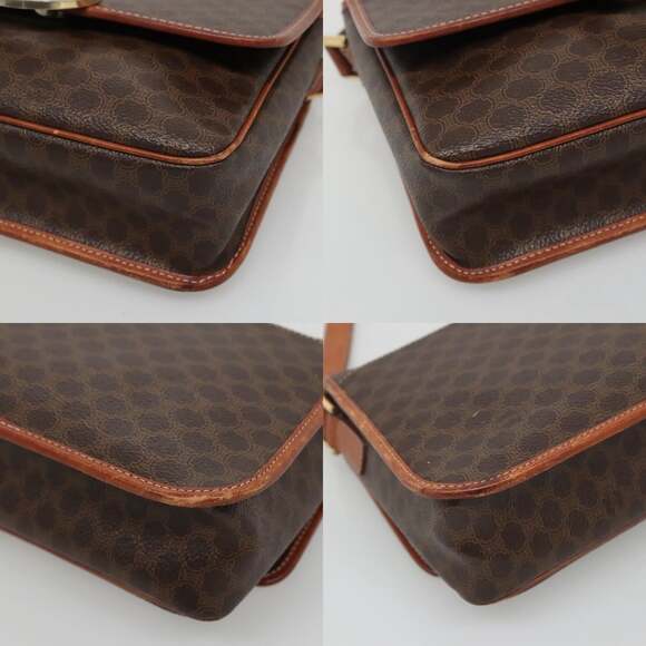 CELINE Macadam Canvas Shoulder Bag Pvc Leather Brown Gold - Picture 10 of 12